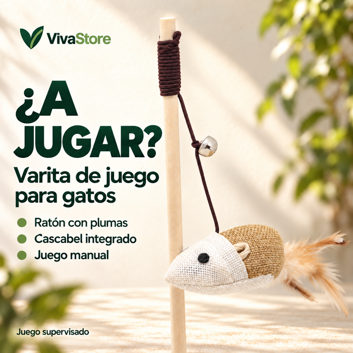 Varita con Ratón y Cascabel para Gatos