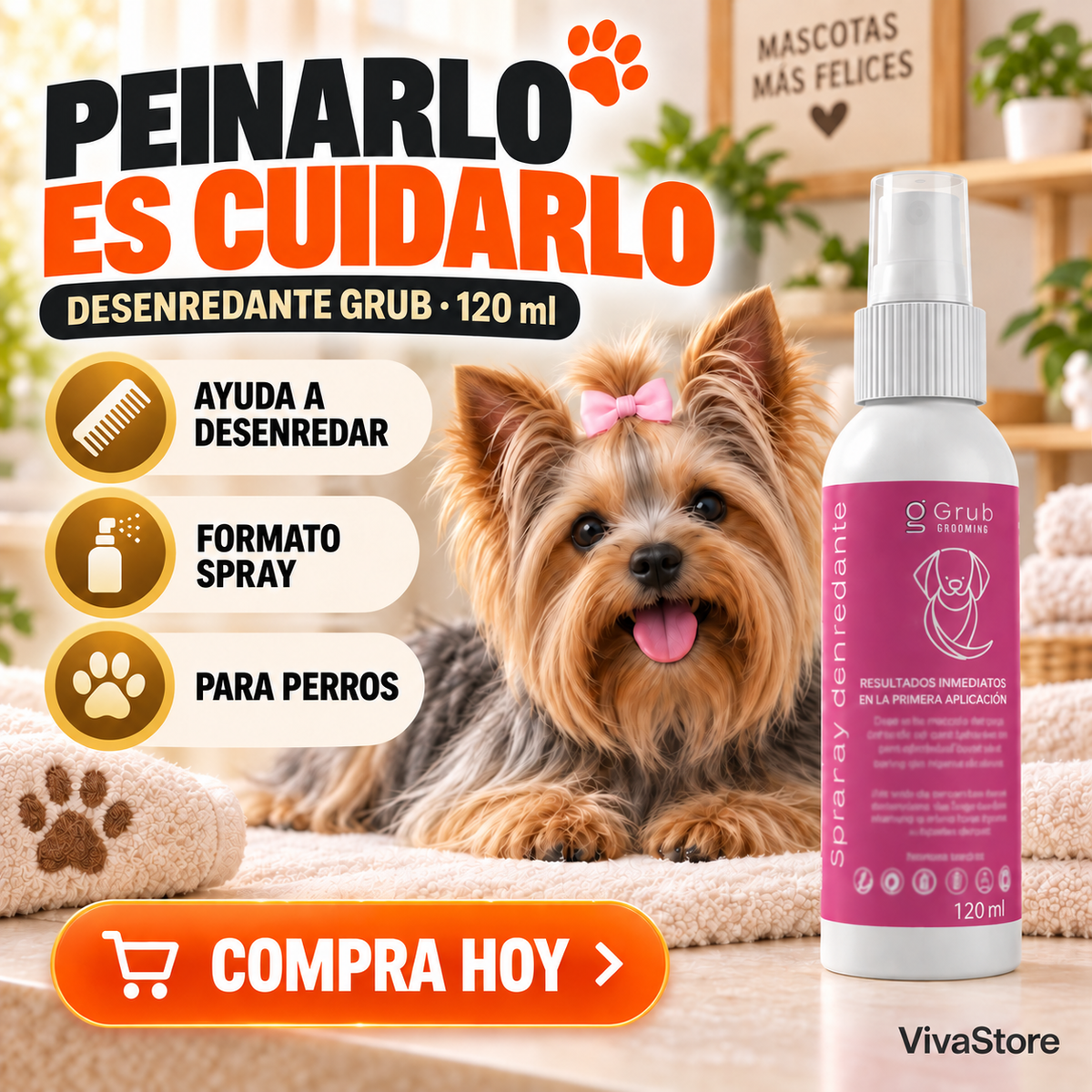 Spray Desenredante Grub para Perros — 120 ml