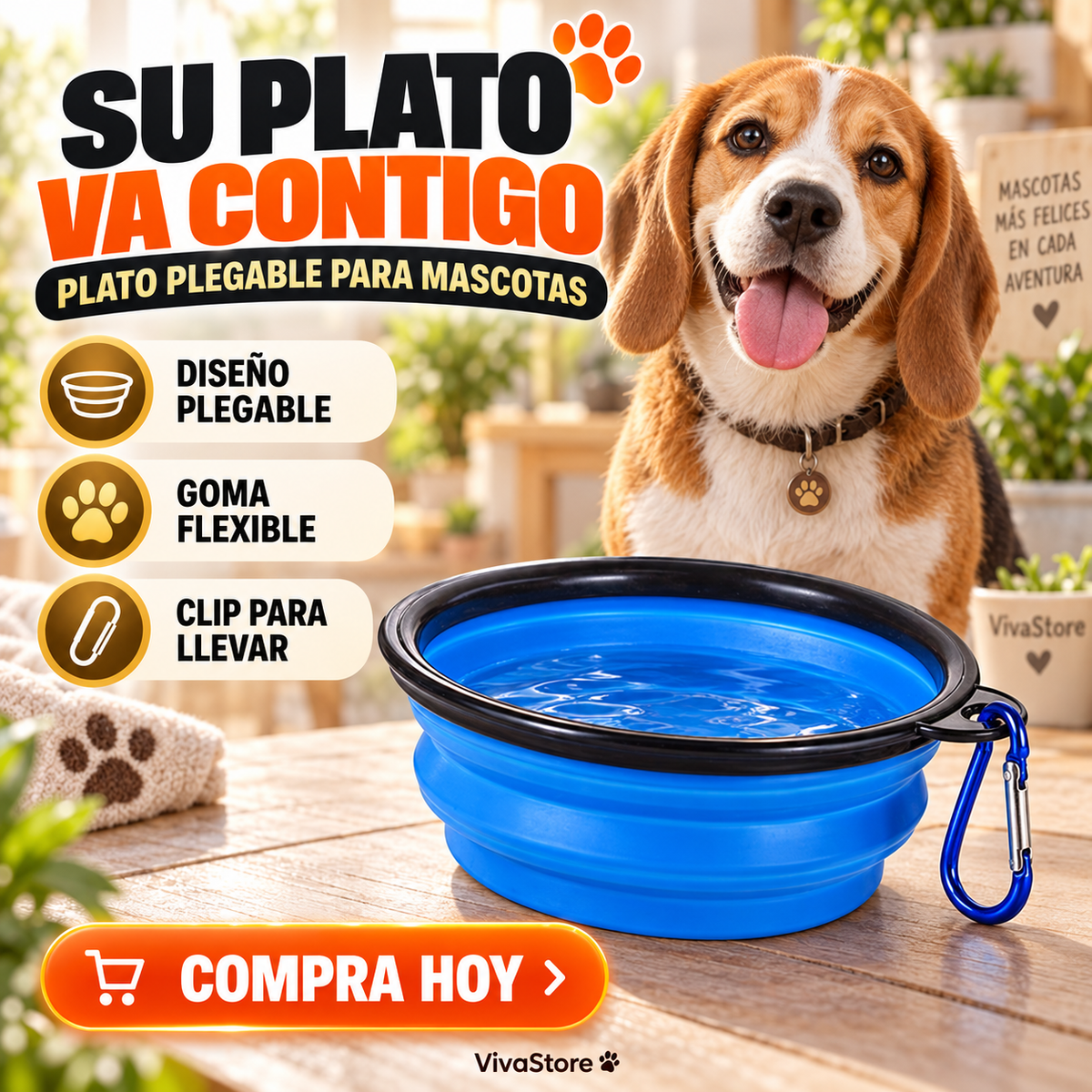 Plato Plegable de Goma para Mascotas