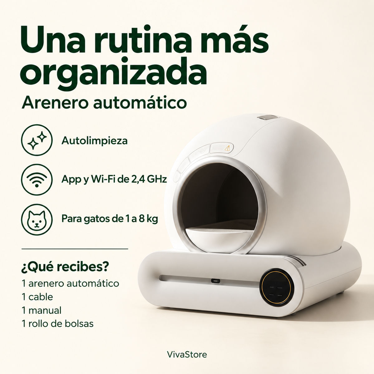 Arenero Automático para Gatos con App y Wi-Fi