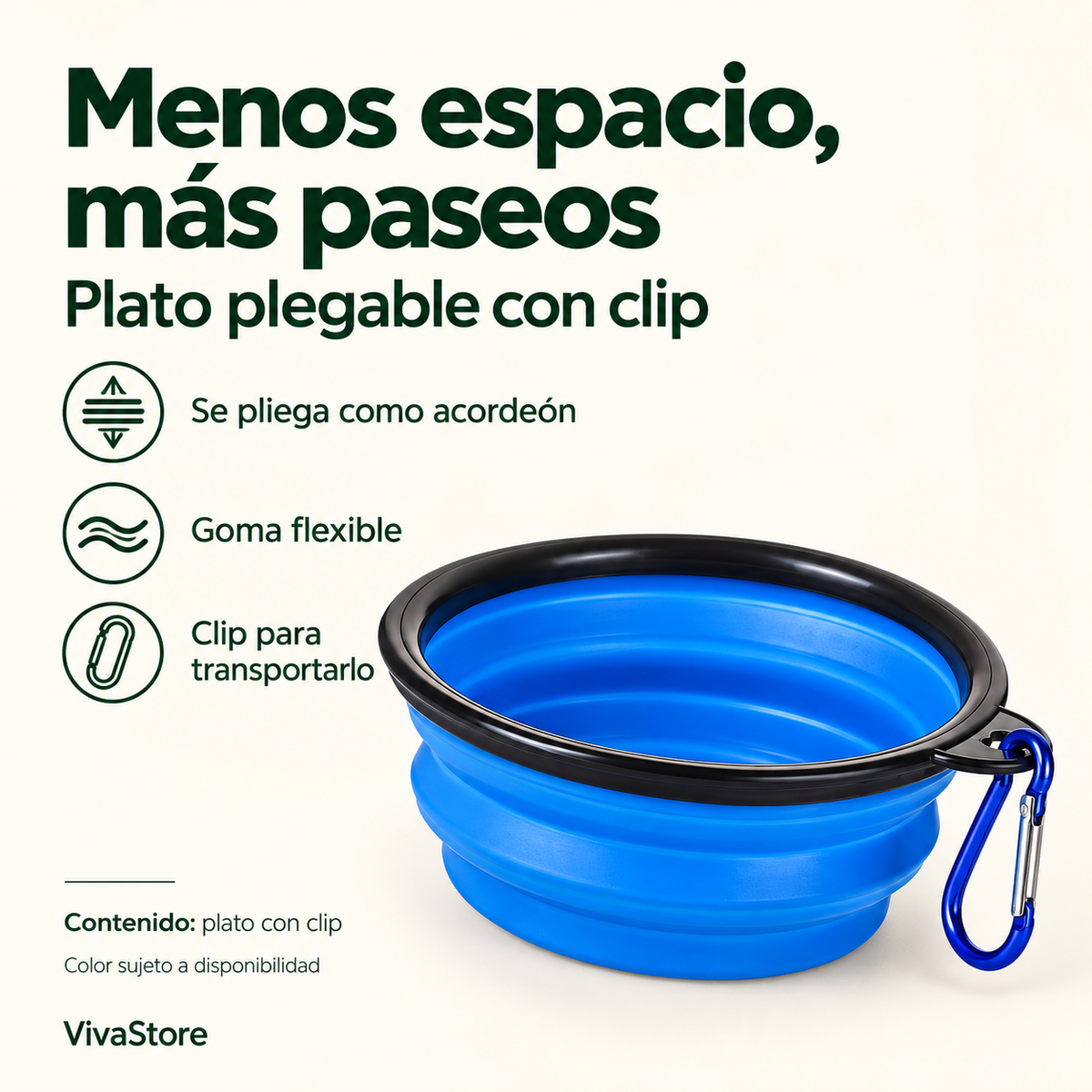 Plato Plegable de Goma para Mascotas