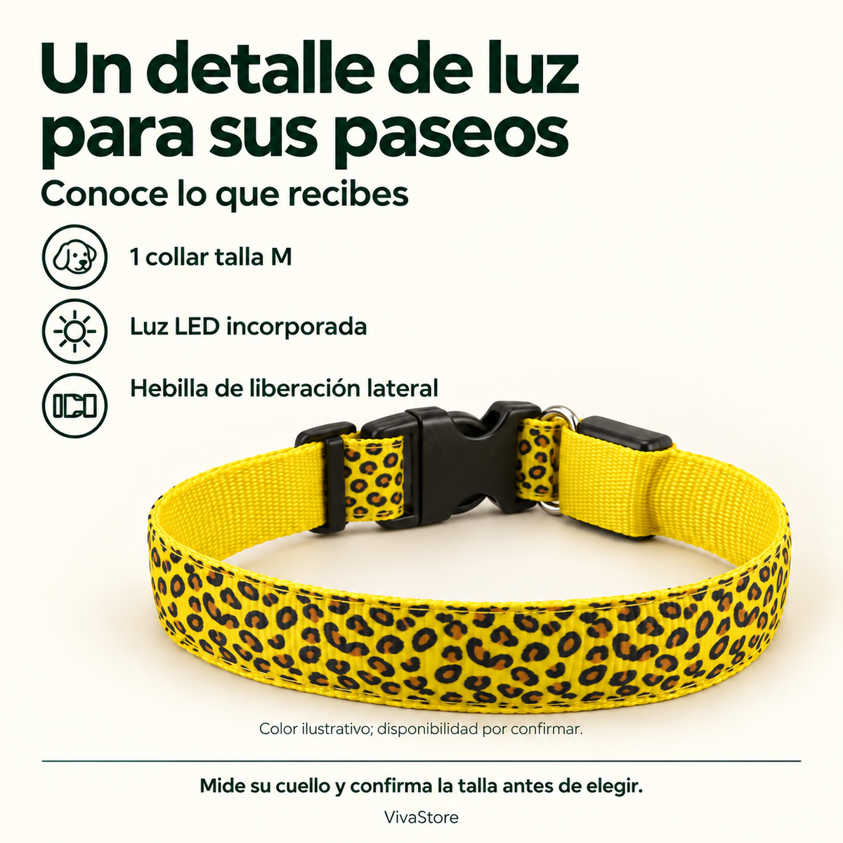 Collar con luz LED para mascotas — Talla M