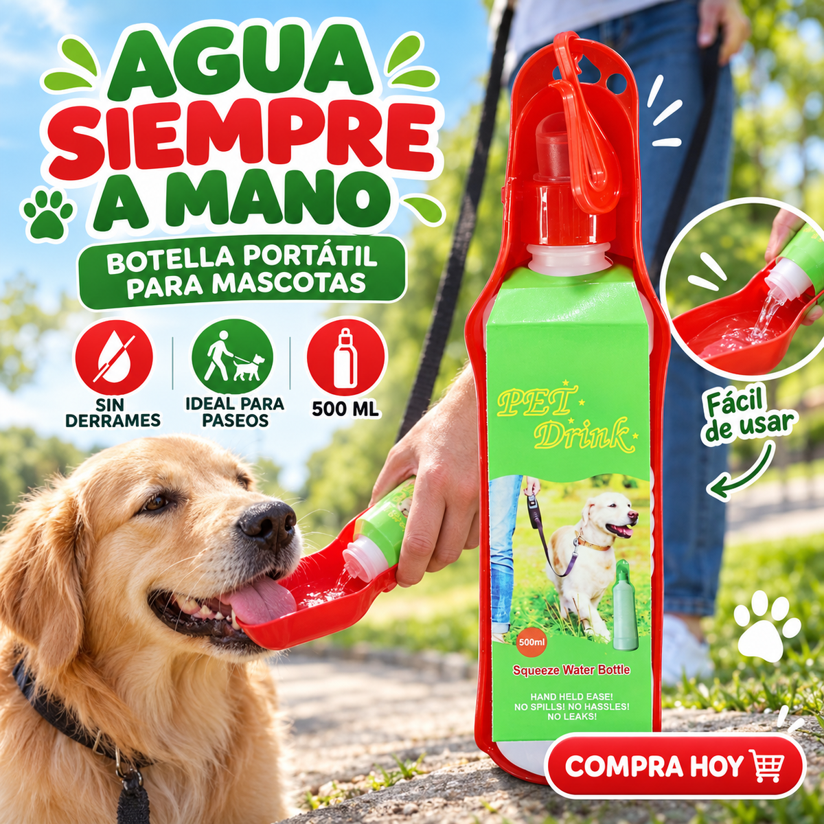 Bebedero Portátil para Paseos con Mascotas