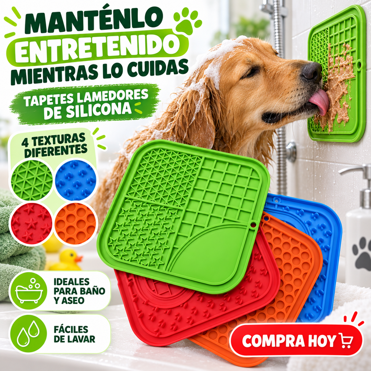 Tapete Lamedor de Silicona con Ventosas para Mascotas