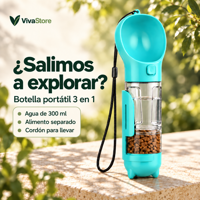 Botella portátil 3 en 1 para mascotas — Agua de 300 ml
