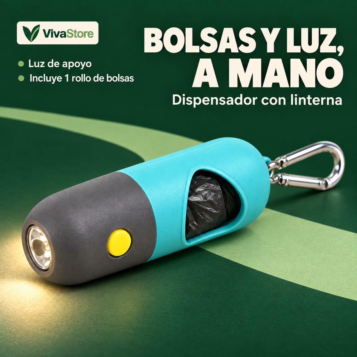 Dispensador de bolsas con linterna para perros — Portada VivaStore