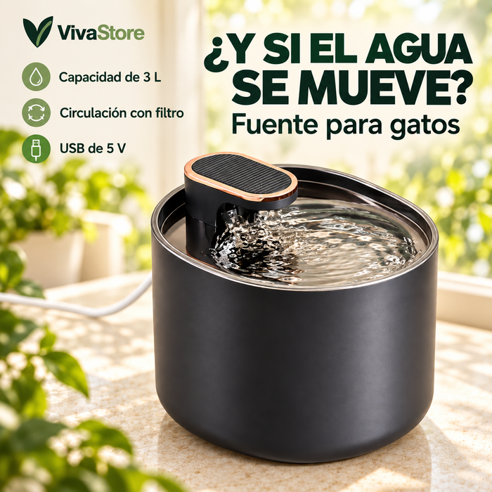 Fuente de agua para perros y gatos de 3 L — Negra