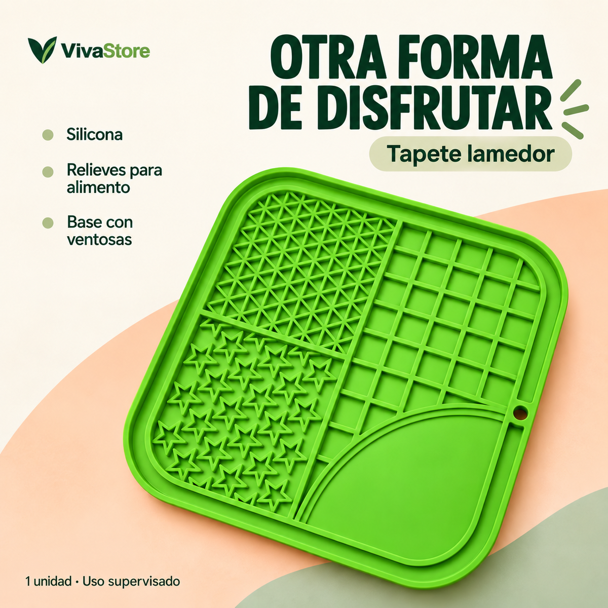 Tapete Lamedor de Silicona con Ventosas para Mascotas — Portada VivaStore