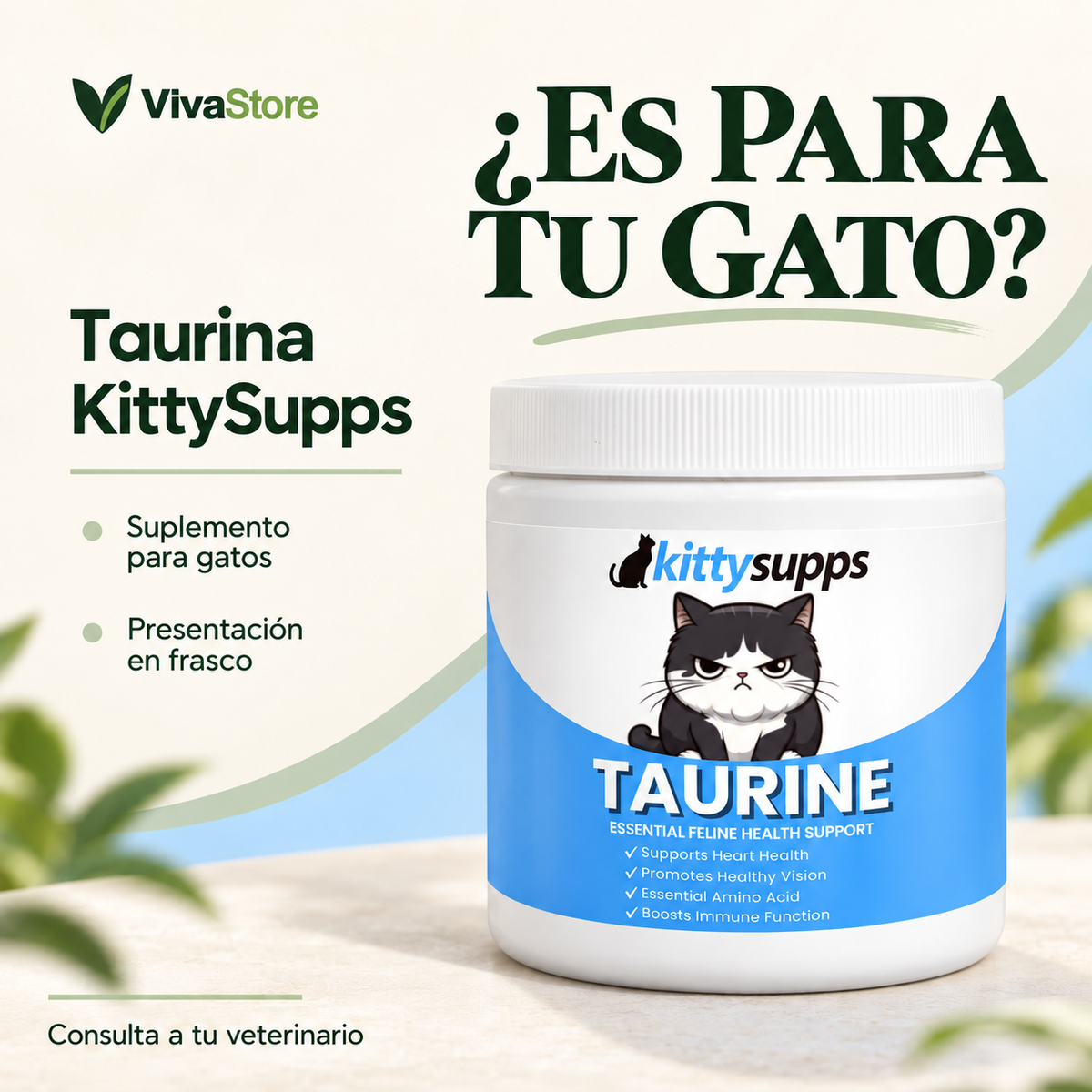 Taurina para Gatos KittySupps — Portada VivaStore
