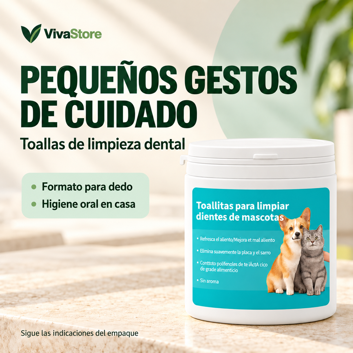 Toallas de Limpieza Dental para Mascotas — Portada VivaStore