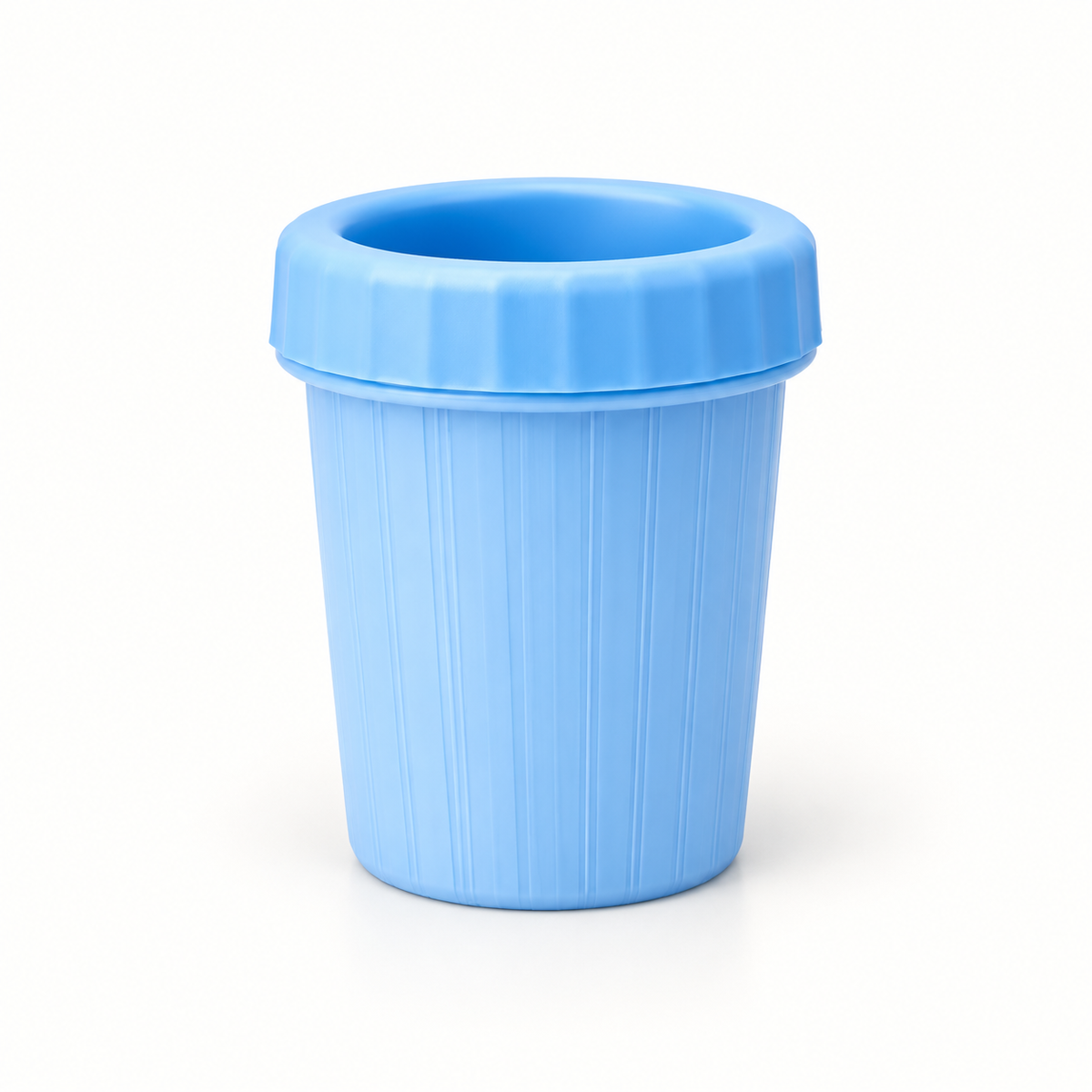 Vaso limpiador de patas azul, vista de catálogo; recreación ilustrativa